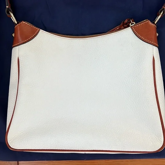 Dooney and Bourke Pebbled Grain Leather Kimberly Handbag White and Cognac - Picture 10 of 15